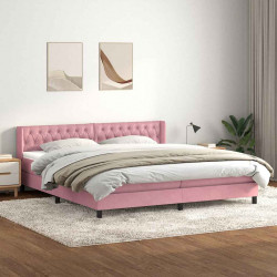 Łóżko typu Box Spring z materacem różowe 200x220 cm aksamitne