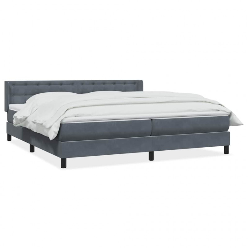 Łóżko kontynentalne z materacem, ciemnoszare, 180x210cm aksamit