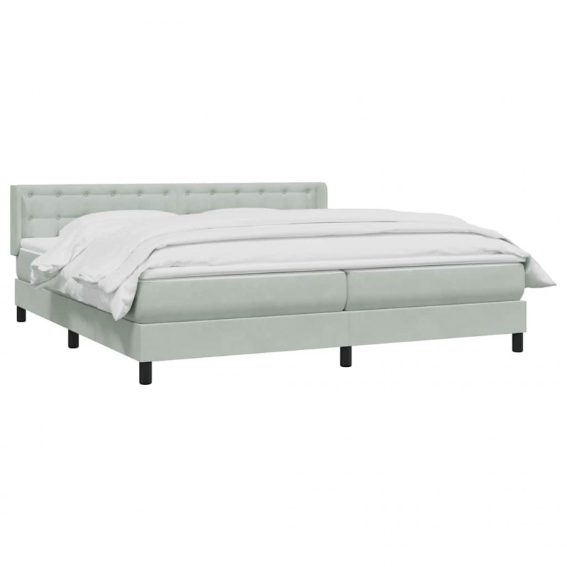 Łóżko typu Box Spring z materacem Jasnoszary 180x220 cm Aksamit