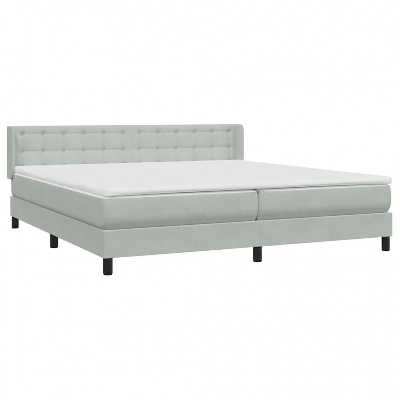 Łóżko typu Box Spring z materacem Jasnoszary 180x220 cm Aksamit