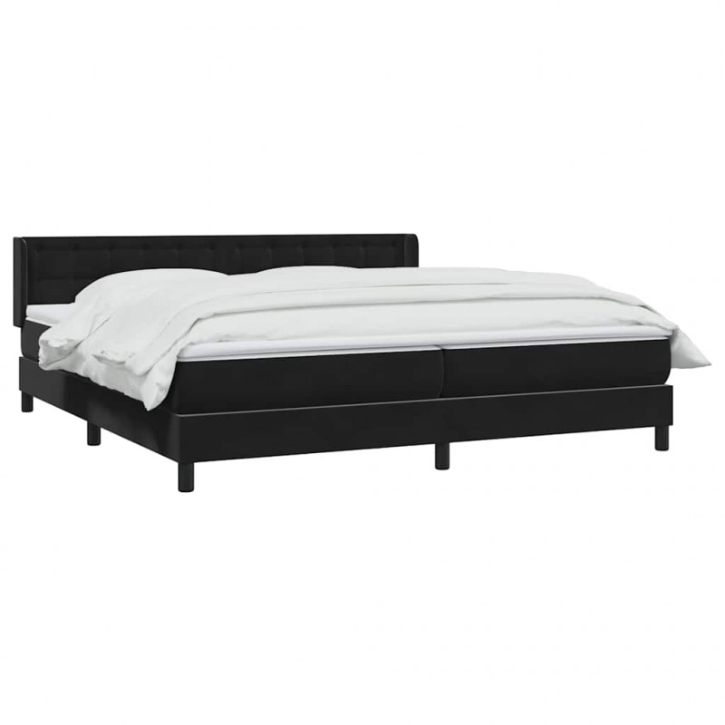 Łóżko typu Box Spring z materacem Czarny 180x220 cm Aksamit