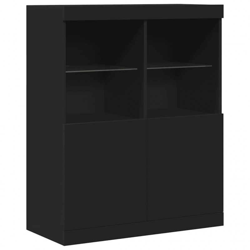 Komoda Czarna 81x37x100 cm Drewno klejone