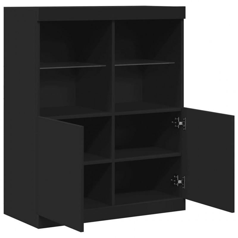 Komoda Czarna 81x37x100 cm Drewno klejone