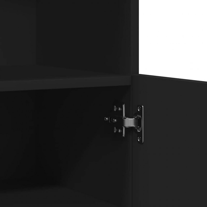 Komoda Czarna 81x37x100 cm Drewno klejone