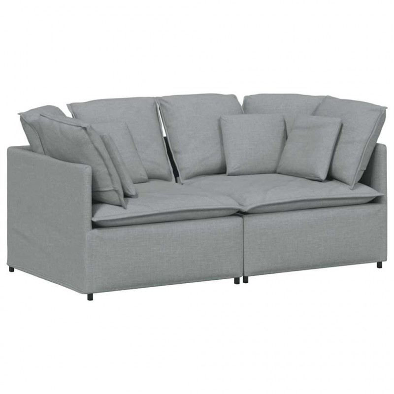 Sofa modułowa z poduszkami Tkanina jasnoszara