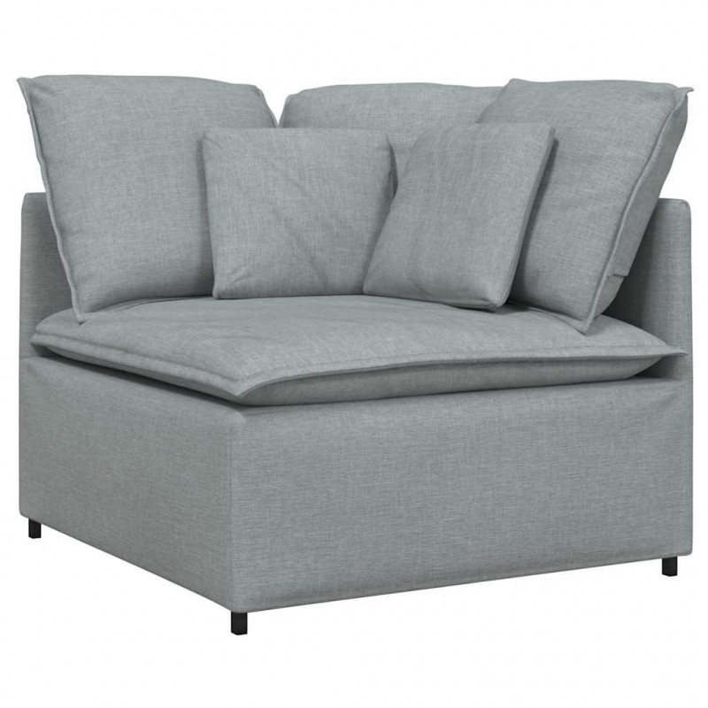 Sofa modułowa z poduszkami Tkanina jasnoszara