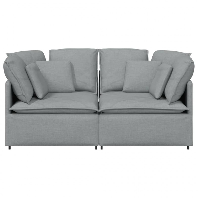 Sofa modułowa z poduszkami Tkanina jasnoszara