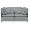 Sofa modułowa z poduszkami Tkanina jasnoszara