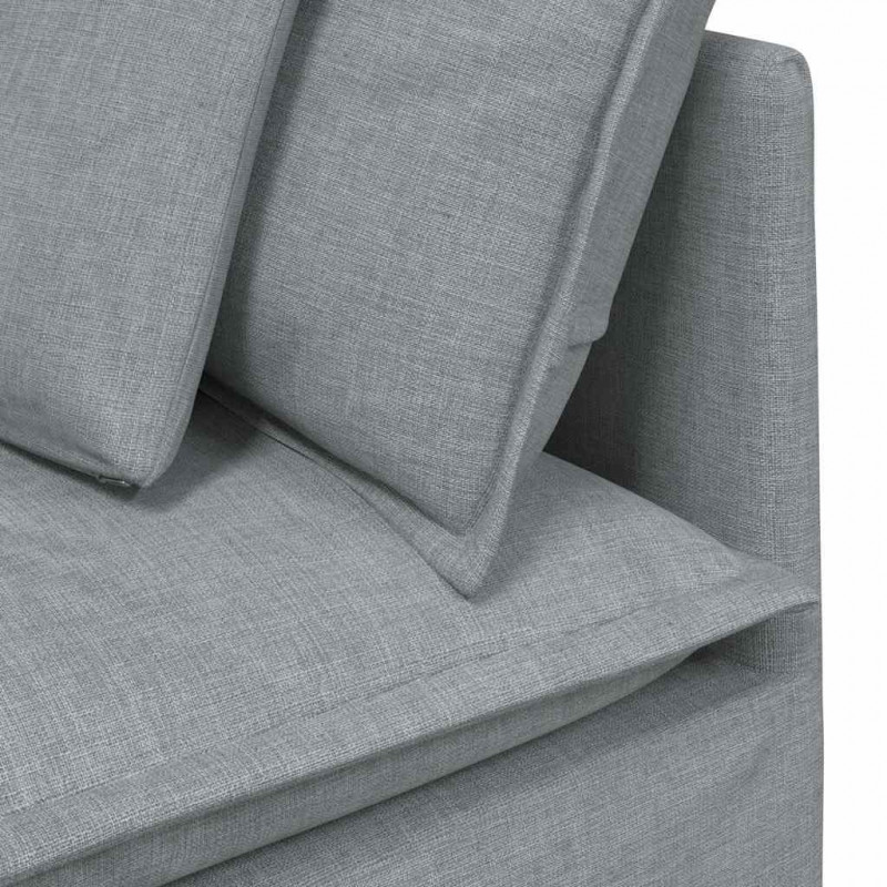 Sofa modułowa z poduszkami Tkanina jasnoszara