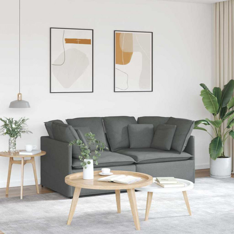 Sofa modułowa z poduszkami Tkanina Ciemnoszara