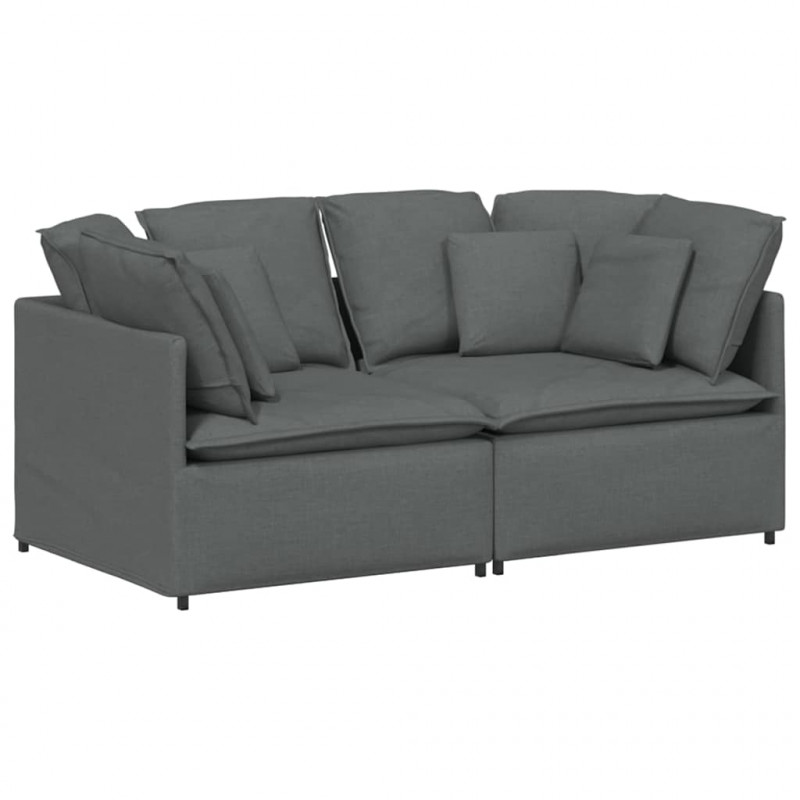 Sofa modułowa z poduszkami Tkanina Ciemnoszara
