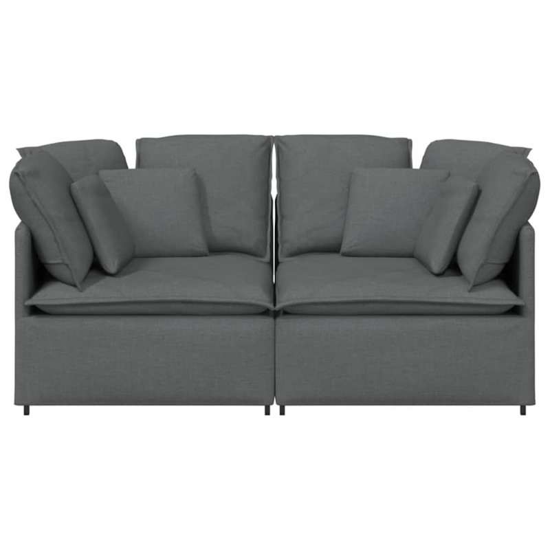 Sofa modułowa z poduszkami Tkanina Ciemnoszara