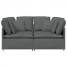 Sofa modułowa z poduszkami Tkanina Ciemnoszara