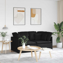 Sofa modułowa z poduszkami Tkanina Czarna