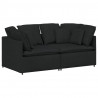 Sofa modułowa z poduszkami Tkanina Czarna