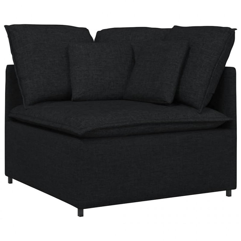 Sofa modułowa z poduszkami Tkanina Czarna