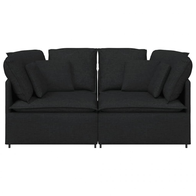 Sofa modułowa z poduszkami Tkanina Czarna