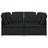Sofa modułowa z poduszkami Tkanina Czarna