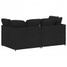 Sofa modułowa z poduszkami Tkanina Czarna