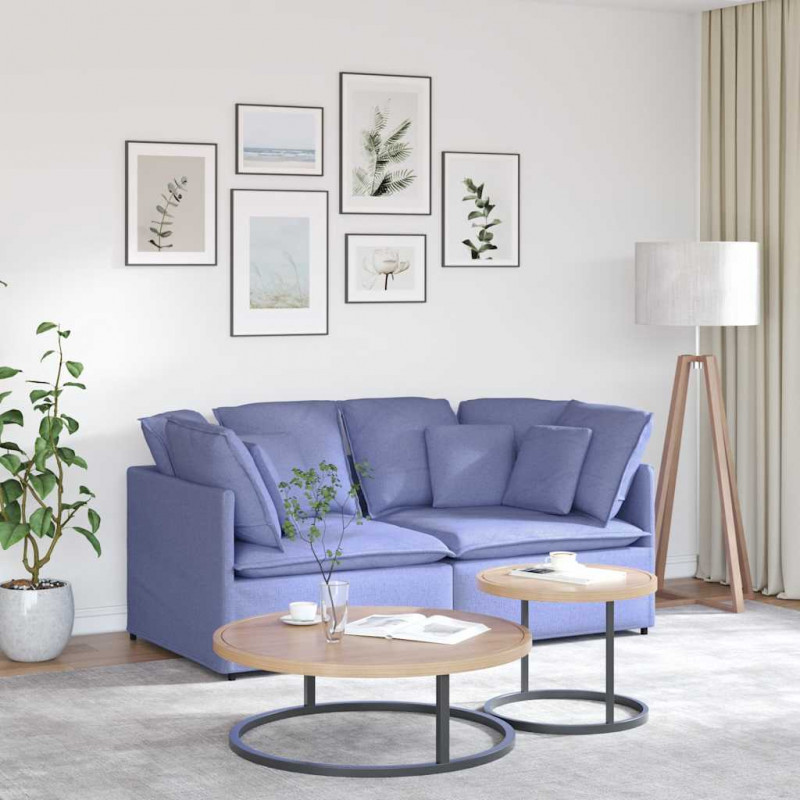 Sofa modułowa z poduszkami Tkanina Jeans Niebieski
