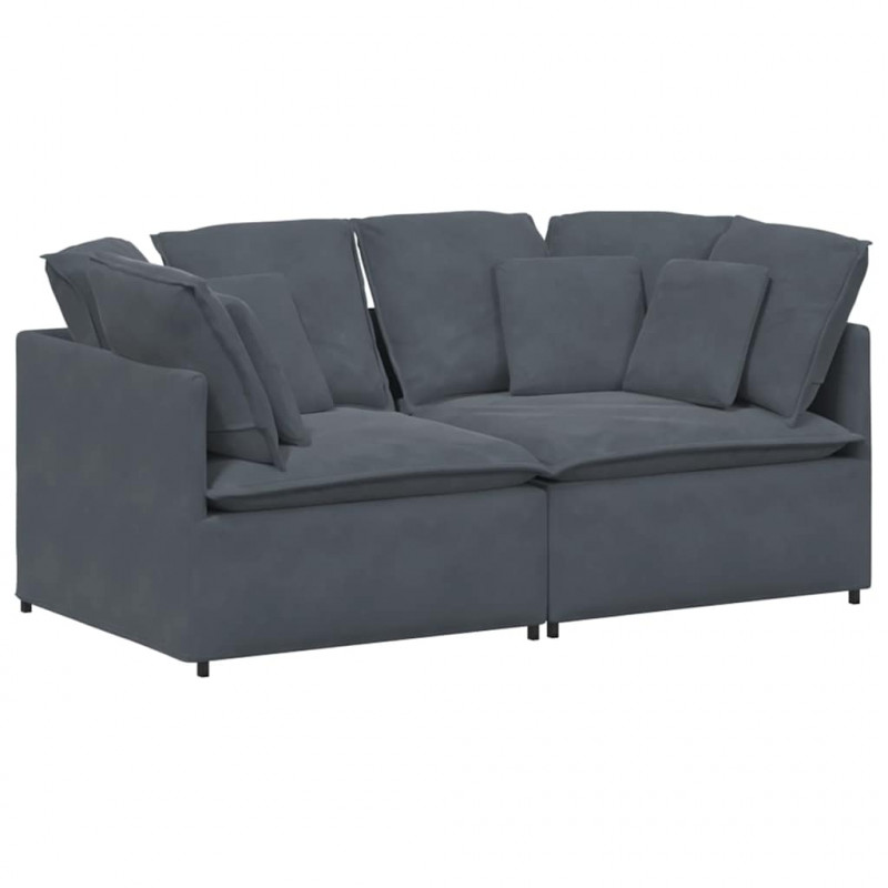Sofa modułowa z poduszkami aksamitna ciemnoszara