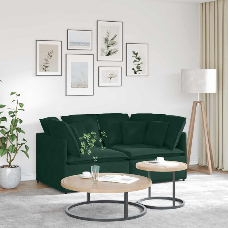 Sofa modułowa z poduszkami aksamitna ciemnozielona