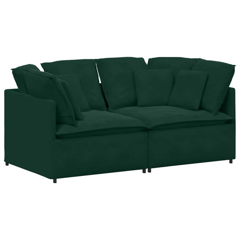 Sofa modułowa z poduszkami aksamitna ciemnozielona