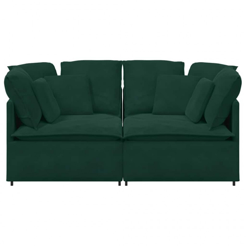 Sofa modułowa z poduszkami aksamitna ciemnozielona