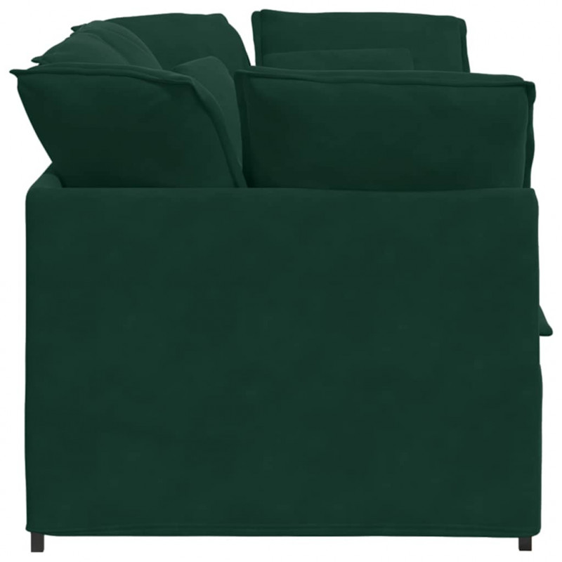 Sofa modułowa z poduszkami aksamitna ciemnozielona