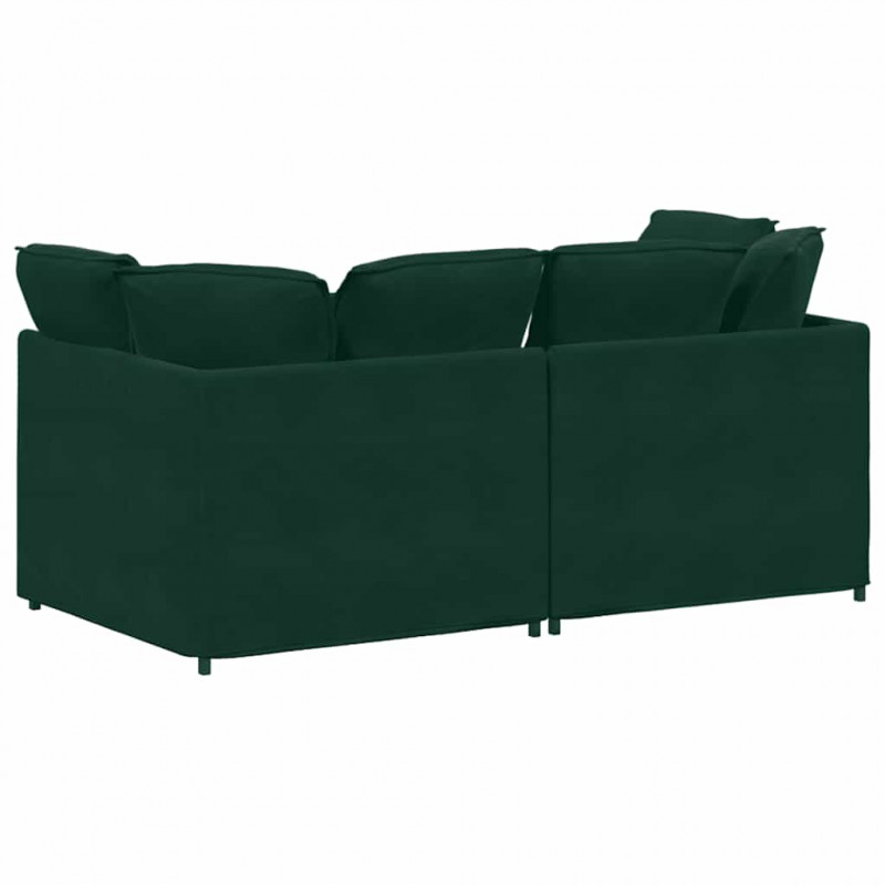 Sofa modułowa z poduszkami aksamitna ciemnozielona