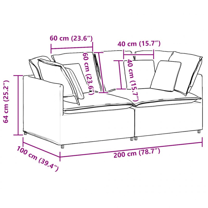 Sofa modułowa z poduszkami aksamitna ciemnozielona