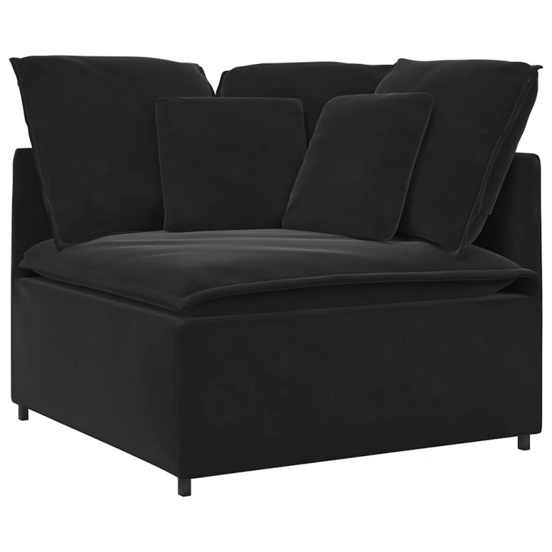 Sofa modułowa z poduszkami aksamitna czerń