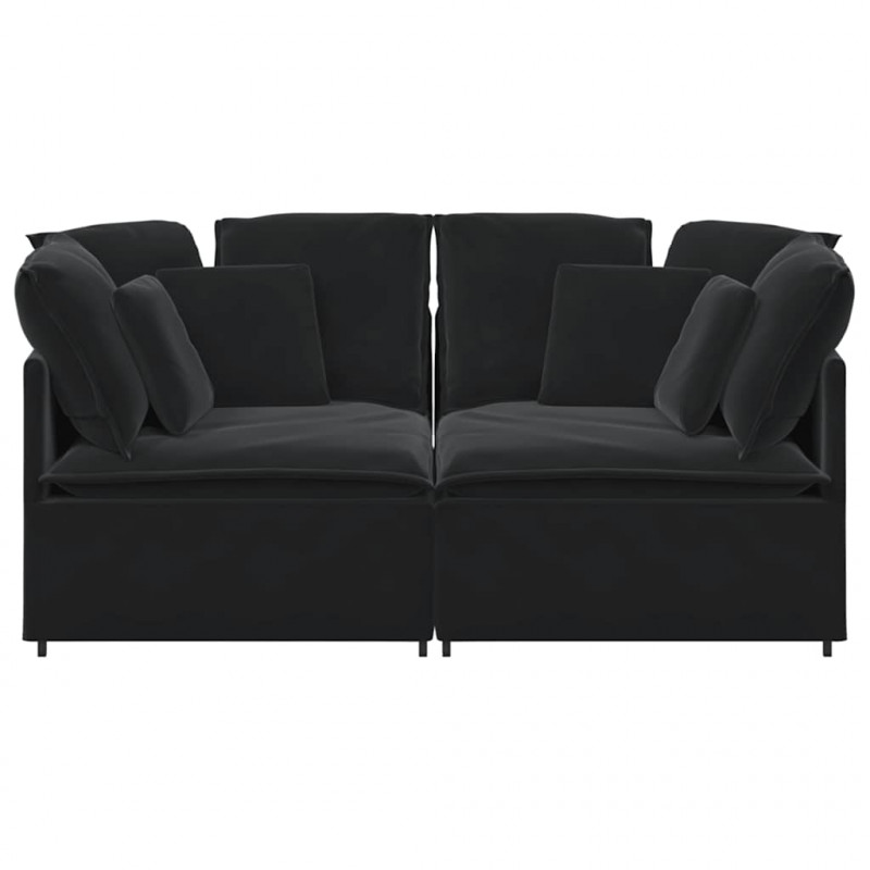 Sofa modułowa z poduszkami aksamitna czerń