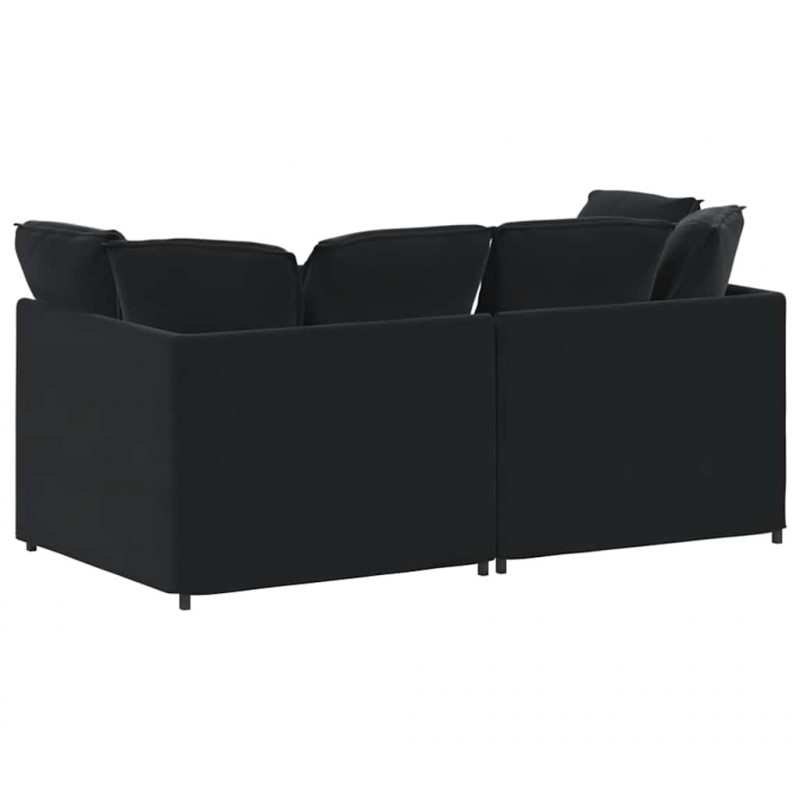 Sofa modułowa z poduszkami aksamitna czerń