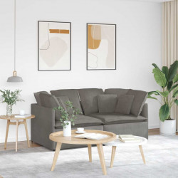 Sofa modułowa z poduszkami Tkanina sztruksowa Jasnoszara