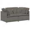 Sofa modułowa z poduszkami Tkanina sztruksowa Jasnoszara