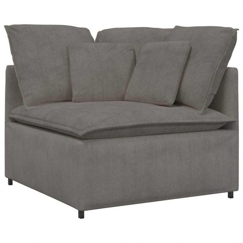 Sofa modułowa z poduszkami Tkanina sztruksowa Jasnoszara