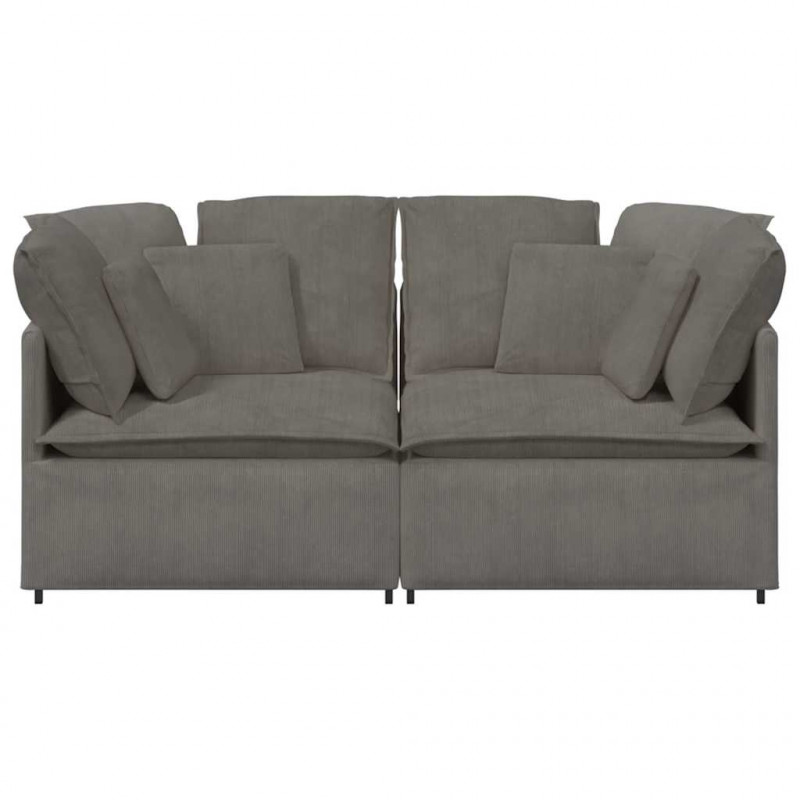 Sofa modułowa z poduszkami Tkanina sztruksowa Jasnoszara