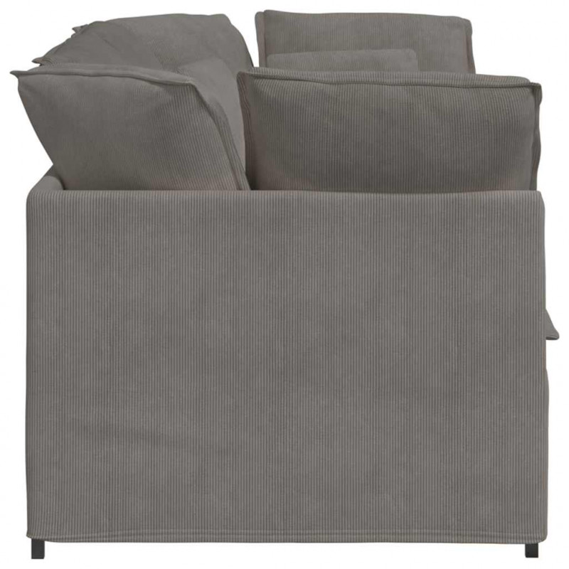 Sofa modułowa z poduszkami Tkanina sztruksowa Jasnoszara
