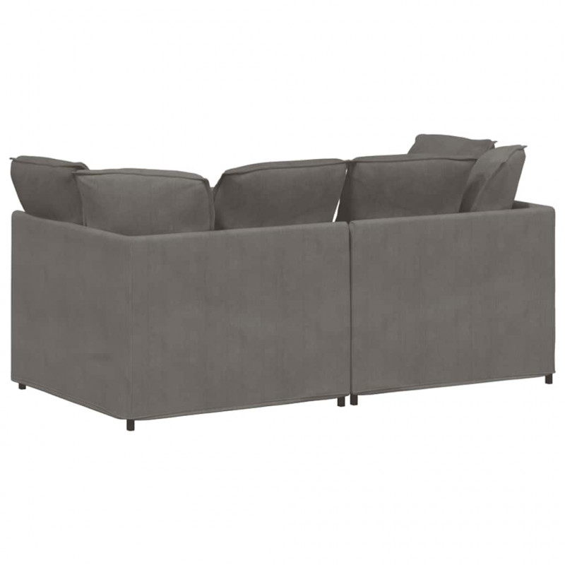 Sofa modułowa z poduszkami Tkanina sztruksowa Jasnoszara