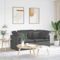Sofa modułowa z poduszkami Tkanina sztruksowa Ciemnoszara