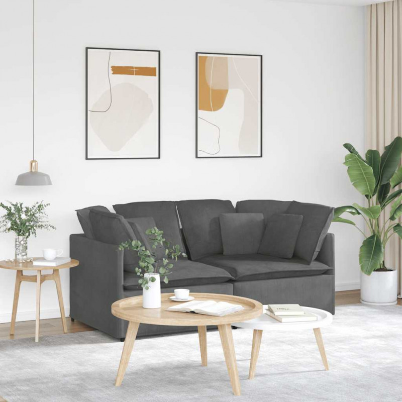Sofa modułowa z poduszkami Tkanina sztruksowa Ciemnoszara