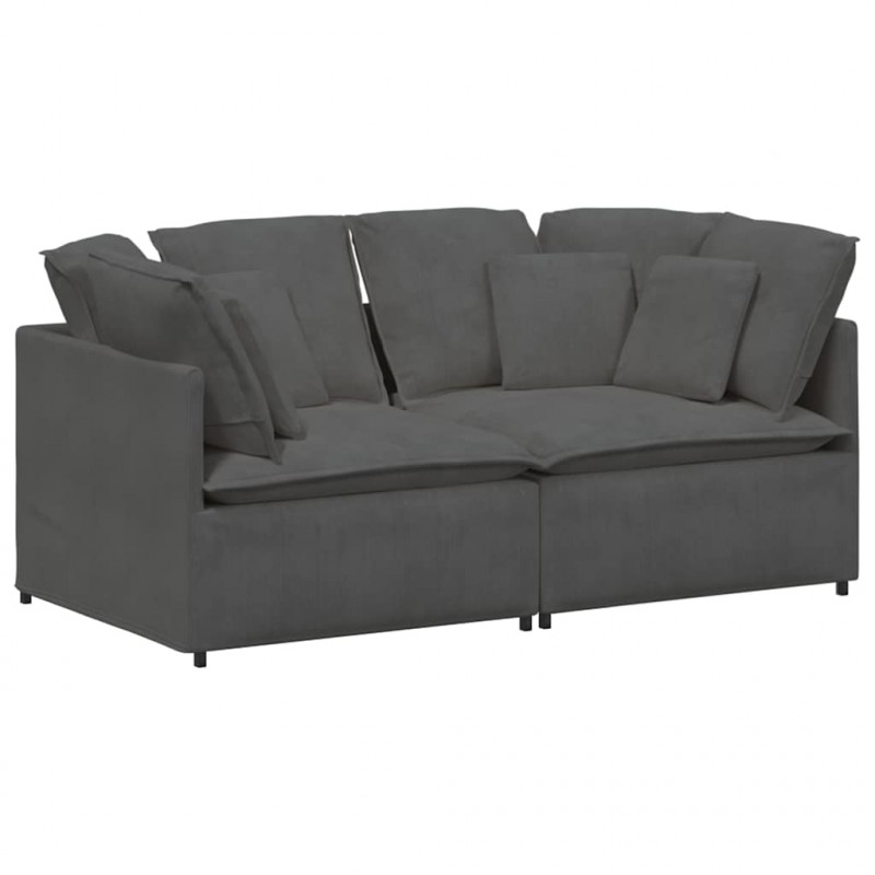 Sofa modułowa z poduszkami Tkanina sztruksowa Ciemnoszara