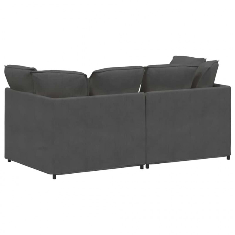 Sofa modułowa z poduszkami Tkanina sztruksowa Ciemnoszara