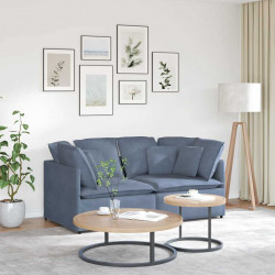 Sofa modułowa z poduszkami Tkanina sztruksowa niebieska