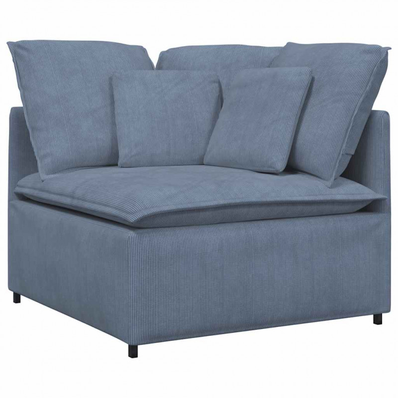 Sofa modułowa z poduszkami Tkanina sztruksowa niebieska