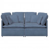 Sofa modułowa z poduszkami Tkanina sztruksowa niebieska