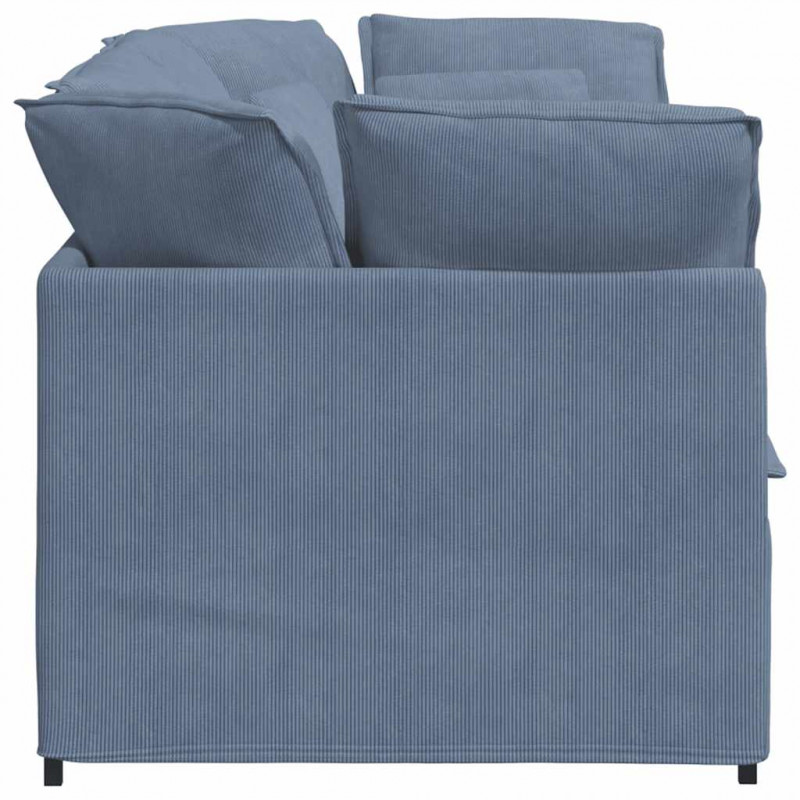 Sofa modułowa z poduszkami Tkanina sztruksowa niebieska