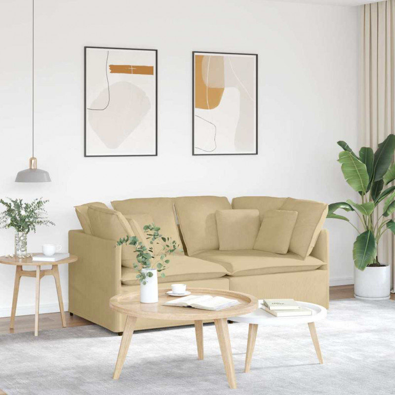 Sofa modułowa z poduszkami Tkanina sztruksowa szarozielona