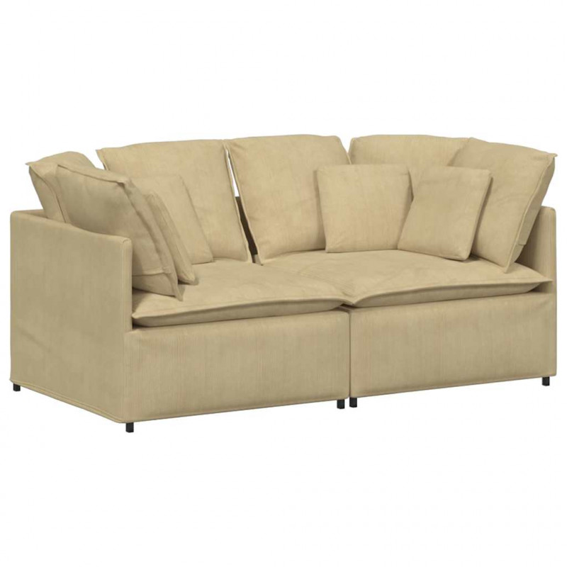 Sofa modułowa z poduszkami Tkanina sztruksowa szarozielona